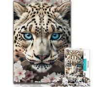 Puzzles pour Adultes 1000 pièces, Motif Fleurs et léopard des neiges, Jeux éducatifs, décoration Murale, Cadeaux Uniques pour Anniversaire et Noël (Taille 38x26cm)