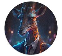 Puzzles pour Adultes, 1000 pièces, Motif Girafe, Rond, en Papier, Cadeau pour Hommes et Femmes, pour Tous Les Jours et Occasions spéciales (Taille 67,5 x 67,5 cm)