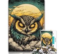 Puzzles pour Adultes 1000 pièces, Motif Hibou, Anti-Stress, pour Passer Le Temps à la Maison, avec Affiche et fiche de Questions-réponses Assorties (75x50cm)