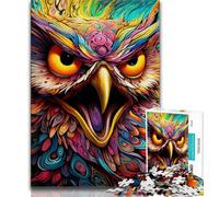 Puzzles pour Adultes, 1000 pièces, Motif Hibou Mignon et coloré Difficile à réaliser, mais Amusant et Humoristique Cadeau d'anniversaire, décoration Murale (38x26cm)