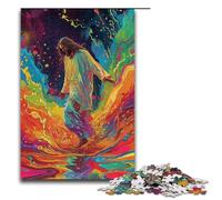 Puzzles pour Adultes 1000 pièces Motif Jésus Marchant dans l'eau psychédélique et coloré Jouets Amusants 1000 pièces (75 x 50 cm)