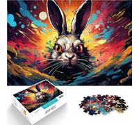 Puzzles pour Adultes 1000 pièces Motif Lapin coloré Assemblage 26x38cm Anti-Stress Staycation Tuez Le Temps pour Les 14 Ans et Plus