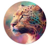Puzzles pour Adultes 1000 pièces, Motif léopard Fantastique, Puzzles Ronds pour 1000 pièces, idée Cadeau d'anniversaire, Jeu de réflexion Stimulant 67,5 x 67,5 cm