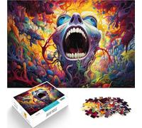 Puzzles pour Adultes 1000 pièces Motif Monstre coloré Assemblage 26x38cm avec Affiche Assortie et Feuille de Questions pour Les 14 Ans