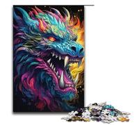 Puzzles pour Adultes 1000 pièces Motif psychédélique coloré du Dieu Dragon Assemblage Aide Le Cerveau à exercer Jouets addictifs pour cultiver la Patience 1000 pièces (38 x 26 cm)