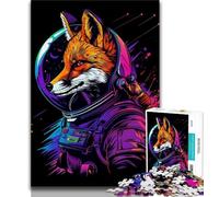 Puzzles pour Adultes 1000 pièces, Motif Renard Astronaute néon, Jeux d'activités familiales stimulants, Jouets à Faire soi-même pour décoration Murale de la Maison (Taille 75x50cm)