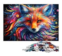 Puzzles pour Adultes 1000 pièces Motif Renard psychédélique coloré découpe de précision 1000 pièces (38 x 26 cm)