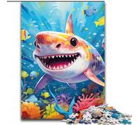 Puzzles pour Adultes 1000 pièces, Motif Requin Mignon, idéal comme Cadeau de Vacances ou d'anniversaire, Jeu de fête (Taille 26x38cm)