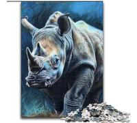 Puzzles pour Adultes 1000 pièces, Motif rhinocéros Aquarelle, Casse-tête Stimulant, activité familiale, décoration intérieure, Cadeau de Noël 50x75cm