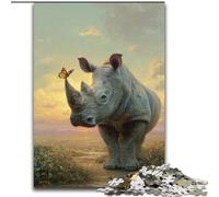Puzzles pour Adultes, 1000 pièces, Motif rhinocéros et Oiseaux, pour Adolescents et familles, décoration DIY Parfaite et défi cérébral 50x75cm