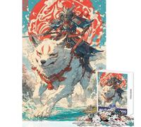 Puzzles pour Adultes 1000 pièces Motif samouraï du Clan du Loup Jeu Pratique d'assemblage de modèles Jouet Anti-Stress activités Amusantes à la Maison (38x26cm)