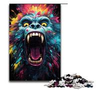 Puzzles pour Adultes 1000 pièces Motif Singe psychédélique coloré idéal pour la décoration de Bureau 1000 pièces (75 x 50 cm)