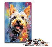 Puzzles pour Adultes 1000 pièces Motif Terrier écossais psychédélique coloré Jouets Amusants 1000 pièces (75 x 50 cm)