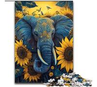 Puzzles pour Adultes, 1000 pièces, Motif Tournesol et éléphant, Jeu Familial interactif, à partir de 14 Ans (Taille 26x38cm)