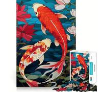 Puzzles pour Adultes 1000 pièces Motif Traditionnel Japonais de carpes koï Jeu de réflexion pour se détendre et s'amuser Cadeau Artistique pour Noël (38x26cm)