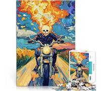 Puzzles pour Adultes 1000 pièces Moto Ghost Rider Jouet éducatif d'apprentissage avec des pièces de Formes aléatoires entièrement imbriquées 75x50cm