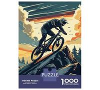 Puzzles pour Adultes 1000 Pièces Mountain Biker on Peak, Digital Art Puzzles pour Adultes Anti-Stress Stimulant Casse-tête Jeux De Réflexion pour Toute La Famille 38x26cm/1000pcs