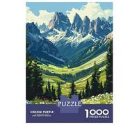 Puzzles pour Adultes 1000 Pièces Mountain Valley Landscape with Hiking Trail Puzzle pour Adolescents, Améliore La Mémoire, Stimulant À Compléter, Jeu Amusant pour Toute La Famille 70x50cm/1000pcs