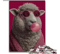 Puzzles pour Adultes 1000 pièces Moutons soufflant des Ballons Puzzle Stimulant pour Le Cerveau, activité familiale, décoration intérieure, Cadeau de Vacances 50x75cm