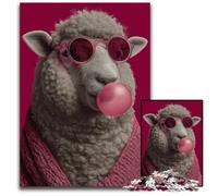 Puzzles pour Adultes 1000 pièces Moutons soufflant des Ballons Puzzles en Carton Jouets éducatifs et éducatifs, idéal comme Cadeau pour Toute la Famille à partir de 14 Ans 26x38cm