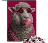 Puzzles pour Adultes 1000 pièces Moutons soufflant des Ballons Puzzles en Carton pour Adultes Jeu interactif Familial, Cadeau de défi cérébral (Taille 26x38cm)