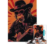 Puzzles pour Adultes 1000 pièces Mr Monkey Blues Night Jeux Amusants pour Passer Le Temps à la Maison Cadeau d'anniversaire (Taille 38x52cm)