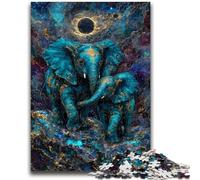 Puzzles pour Adultes 1000 pièces Mystérieux Éléphant Famille Amusement pour Est idéal comme Cadeau pour Toute la Famille à partir de 14 Ans 26x38cm