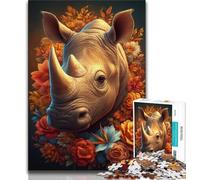 Puzzles pour Adultes 1000 pièces Mystérieux Rhinocéros Adulte Puzzle, Jeux d'activités familiales stimulants Jouet de Bricolage pour décoration Murale de la Maison Cadeaux (Taille 75x50cm)