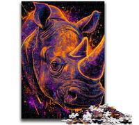 Puzzles pour Adultes 1000 pièces Mystérieux Rhinocéros Jeu Stimulant et Jeu Familial avec des pièces entièrement emboîtables de Formes aléatoires 26x38cm