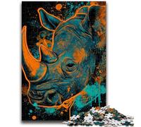 Puzzles pour Adultes 1000 pièces Mystérieux Rhinocéros Jouets Jeux éducatifs Soulagement du Stress Décoration d'intérieur Unique et Cadeaux 50x75cm