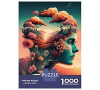 Puzzles pour Adultes 1000 Pièces Nature's Harmony A Woman's Profile with Flowers and Trees Puzzle pour Adultes Jeu Familial Vacances À La Maison Passer Le Temps pour Les Amateurs De Jeux