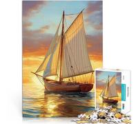 Puzzles pour Adultes 1000 pièces Naviguer vers Le Coucher du Soleil Impossible Activités Amusantes à la Maison, Cadeaux d'anniversaire, Cadeaux de Voyage, 75x50cm
