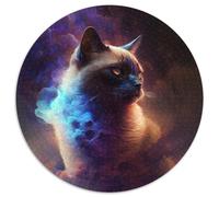 Puzzles pour Adultes 1000 pièces Nébuleuse du Chat Siamois Puzzle Rond 1000 pièces Jeu Familial interactif, Convient aux 14 Ans et Plus 67,5 x 67,5 cm