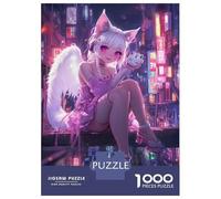 Puzzles pour Adultes 1000 Pièces Neon Fox Angel Puzzles pour Adolescents Jeu Manuel Défi Difficile Jeu Stimulant Cadeaux 52x38cm/1000pcs