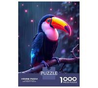 Puzzles pour Adultes 1000 Pièces Neon Glowing Toucan in The Rain Puzzle Adulte Jeux Amusants Course De Vitesse Manuelle Jeu Stimulant Cadeaux 52x38cm/1000pcs