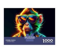 Puzzles pour Adultes 1000 Pièces Neon Monkey Art Print Puzzles pour Adultes Jeu De Réflexion Et De Logique Activités Amusantes À La Maison, 52x38cm/1000pcs