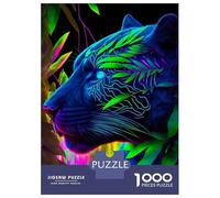 Puzzles pour Adultes 1000 Pièces Neon Panther in Jungle Puzzles pour Adultes Jeu De Réflexion Et De Logique Activités Amusantes À La Maison, 38x26cm/1000pcs