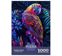 Puzzles pour Adultes 1000 Pièces Neon Parrot in Jungle Puzzle Jeux Relaxants Difficile, Difficile, Stimulant À Terminer 52x38cm/1000pcs