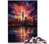 Puzzles pour Adultes 1000 pièces New York Skyline Jeu Stimulant Cadeaux 26x38cm Collection d'artistes Beaux-Arts pour Adolescents à partir de 14 Ans