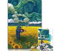 Puzzles pour Adultes 1000 pièces Night Sky Joue du Violon, Jeux éducatifs, décoration d'intérieur, Jeu éducatif pour Anniversaire, Noël (75x50cm)