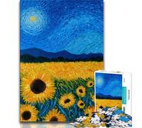 Puzzles pour Adultes 1000 pièces Night Sky Tournesols la Nuit, Aide Le Cerveau à exercer des Jouets addictifs pour cultiver la Patience Décoration Parfaite 38x26cm