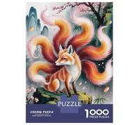 Puzzles pour Adultes 1000 Pièces Nine-Tailed Fox in Asian Landscape Puzzles pour Adultes Jeu Manuel Anti-Stress Cadeaux De Réduction du Stress 70x50cm/1000pcs