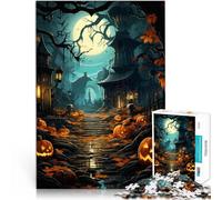 Puzzles pour Adultes 1000 pièces Nuit d'halloween Fabriqué en Carton pour et à partir de 14 Ans et Plus Jouets éducatifs Cadeaux de Jeux de Noël。Taille:38x52cm/14.96x20.47pouce