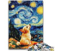 Puzzles pour Adultes 1000 pièces Nuit étoilée Chien Anti-Stress Défi Difficile Chaque pièce est Unique - Jeu Familial Stimulant et Amusant 26x38cm