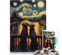 Puzzles pour Adultes 1000 pièces Nuit étoilée et Couple de Chiens Activité familiale est idéal comme Cadeau pour Toute la Famille 52x38cm