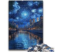 Puzzles pour Adultes 1000 pièces Nuit étoilée sur la Seine Jeu Stimulant et Jeu Familial Décoration Murale Cadeaux d'anniversaire et de Noël Uniques 50x75cm