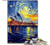 Puzzles pour Adultes 1000 pièces Nuit étoilée Van Gogh Anti-Stress Défi Difficile avec Affiche Assortie et Feuille de Questions 50x75cm