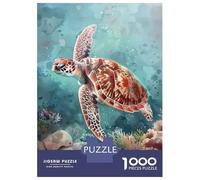 Puzzles pour Adultes 1000 Pièces Ocean Life Sea Turtle Art Print-1 Puzzle pour Adultes Jeu De Réflexion Assembler Le Motif Idée Cadeau Unique pour Un Anniversaire 52x38cm/1000pcs