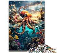 Puzzles pour Adultes 1000 pièces Ocean Octopus Family Game Stress Relief Difficult Challenge Artists Collection, Beaux-Arts 50x75cm