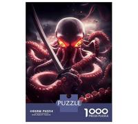 Puzzles pour Adultes 1000 Pièces Octopus Samurai Animal Puzzles pour Adultes - Jouets Anti-Stress - Cadeau d'anniversaire Unique 52x38cm/1000pcs